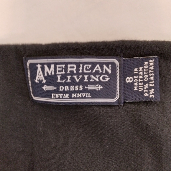 POCKETS Size 8 American Living Knee Length Cocktail Dress Black White Floral - Picture 8 of 8